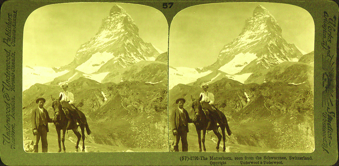 The Matterhorn seen from the Schwarzsee (N° 57), tiré du coffret Switzerland through the stereoscope